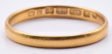 Victorian 22ct gold wedding band/ ring, Birmingham 1859, 1.9g, size L