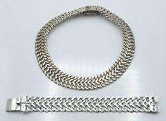 Mexican silver curb link necklace and bracelet, 272g