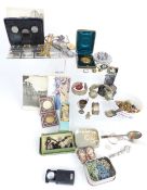 A collection of jewellery including a yellow metal pocket watch, Mexican silver pendant set with