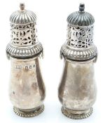 Pair of Chrichton Bros Britannia standard hallmarked silver peppers in the Georgian style, London