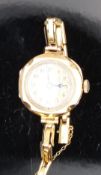 Unnamed 18ct gold ladies wristwatch with blued Breguet hands, black Arabic numerals, gold and silver