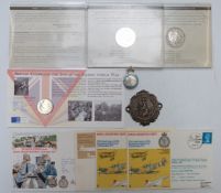 Royal Observer Corps lapel badge together with commemorative Royal Observer Corps stamp covers,