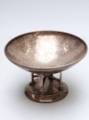 Arts & Crafts plated pedestal bowl with hammered decoration by JBC & S Co, diameter 24cm