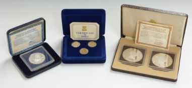 Turks and Caicos silver proof 10 crown, Pobjoy Mint £1 coin set in silver proof, Virenium proof