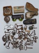 Vintage brass padlocks, 18th/19thC keys, watch keys, Duretta sound box for all Gramophones, Hohner