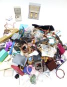 A large collection of costume jewellery including silver necklace, beads, watches etc