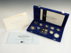 Royal Mint UK Millennium Silver Collection coin set, includes Maundy examples, cased with
