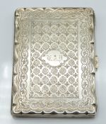 Victorian hallmarked silver aide memoire with engraved decoration, Birmingham 1887 maker Frederick