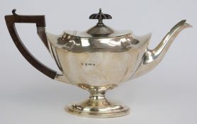 Edward VII hallmarked silver pedestal teapot, Birmingham 1904 maker William Aitken, length 26cm,