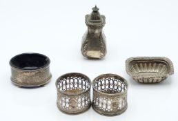 Pair of Victorian hallmarked silver napkin rings with pierced decoration, Birmingham 1865 maker