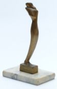 Art Deco bronze figure raised on marble base with impressed MT signature, height 25cm