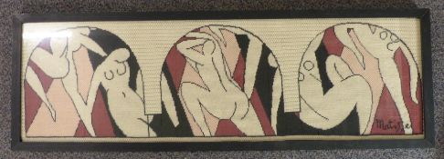 After Matisse woolwork tapestry of nudes, 28 x 91cm