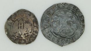 Edward III half groat, York OB - EDWARDUS REX ANGL Z FRANCI, cross pattee, Lis on breast, Rev -