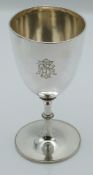 Victorian hallmarked silver goblet with beaded decoration, Sheffield 1877 maker James Dixon & Son,