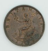 1799 George III halfpenny six relief gunports