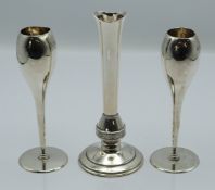 A pair of hallmarked silver goblet shaped vases, Chester 1907 maker George Nathan and Ridley Hayes