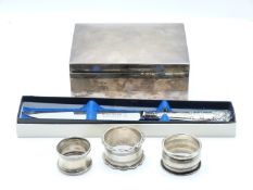 Edward VII hallmarked silver cigarette or cigar box, Birmingham 1902 maker A & J Zimmerman, width