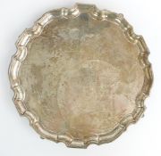 Selfridge & Co Ltd Edward VIII hallmarked silver salver raised on four hoof feet, Birmingham 1936,