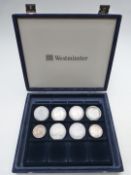Westminster coin collection case containing eight various Victoria crowns to include Jubilee,