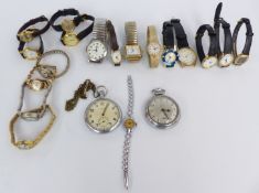 Twenty various ladies and gentleman's wrist and pocket watches including a Cyma keyless winding open