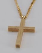 A 9ct gold cross and chain, 3.8g