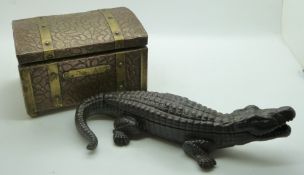 Two trinket boxes one Arts and Crafts style copper and brass the other Vizagapatam together with a