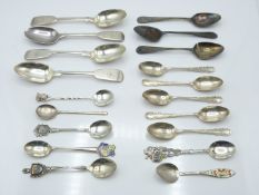 Quantity of Georgian and later hallmarked silver spoons including bright cut examples and various
