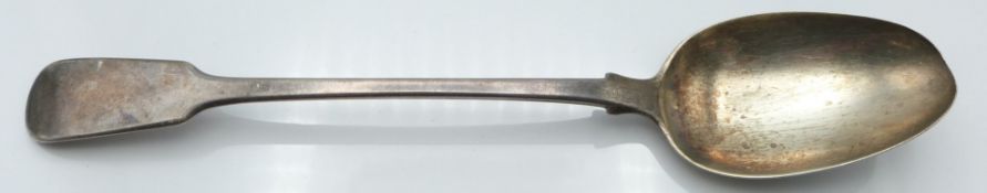 Georgian hallmarked silver fiddle pattern basting spoon, London 1821 maker William Eley & William