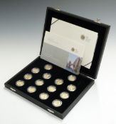 Royal Mint UK £1 Coin 25th Anniversary Silver Proof Collection 2008, with booklet and