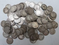 Approximately 189g of Victorian silver threepence coins
