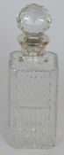 Mappin & Webb Elizabeth II hallmarked silver mounted cut glass decanter, London 1986, height 27cm