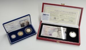 Royal Mint 2004 UK Silver Piedfort three-coin set comprising, £1, £2 and '4 Minute Mile' 50p,