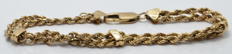 A 9ct gold rope twist bracelet, 6.2g