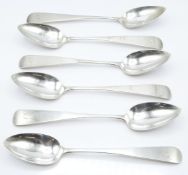 Set of six Georgian hallmarked Scottish silver dessert spoons, Edinburgh 1810, maker Mitchell &