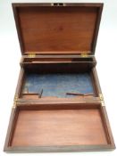 A 19thC brass-bound rosewood campaign style writing slope, W44 x D27 x H18cm