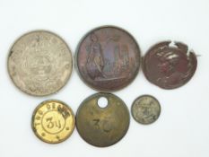 Edward VIII bronze 30mm coronation medal coin, an 1897 South African 2 1/2 shillings, Chile Republic