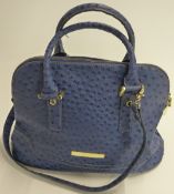 Ivanka Trump blue ostrich skin bag, 25 x 36cm