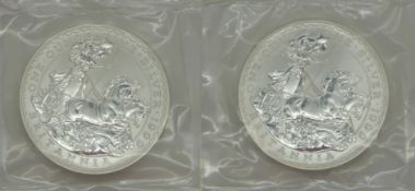 Two 1999 1oz silver Britannias