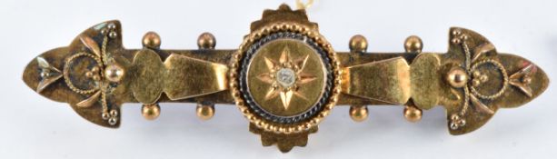 Victorian 15ct gold brooch set with a diamond, 3.1g