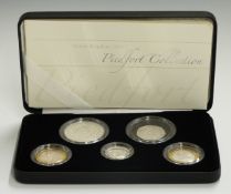 Royal Mint UK 2007 Piedfort Collection comprising five silver proof coins, cased with booklet