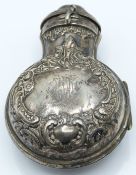 Edward VII hallmarked silver perfume bottle holder or case with enclosed glass bottle, Birmingham