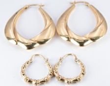 Two pairs of 9ct gold earrings, 4.5g