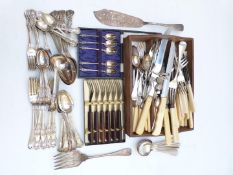 Silver plated cutlery to include Walker & Hall King's pattern part canteen