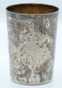 German white metal beaker with gilt wash interior, stamped to base with German 800 grade silver