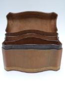 Asprey tooled brown leather, serpentine fronted liddled stationery box, W22.5 x D16 x H22.5cm