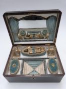 A late 19th/20thC French boulle work sewing / needlework French actress's or tart's workbox, the