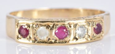 A 9ct gold ring set with rubies and cubic zirconia, 2.0g, size N