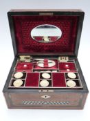 Victorian Palais Royale sewing / needlework mother of pearl and silver wire inlaid walnut workbox, E