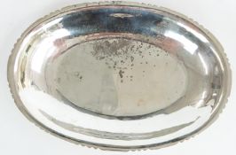 George VI Arts & Crafts hallmarked silver oval bon bon dish, London 1951 maker Robert Edgar Stone,