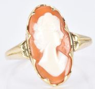 A 9ct gold ring set with a cameo, 2.22g, size N